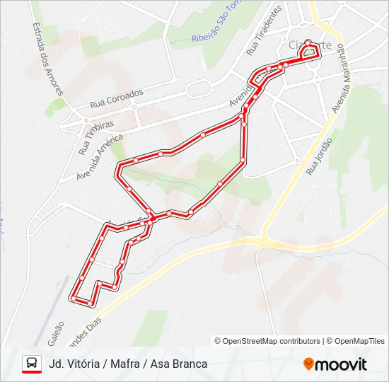001 JD. VITÓRIA / MAFRA / ASA BRANCA Bus Line Map