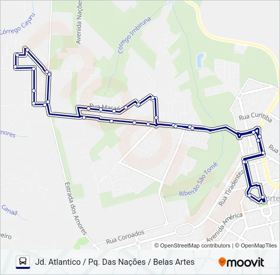 008 JD. ATLANTICO / PQ. DAS NAÇÕES / BELAS ARTES Bus Line Map