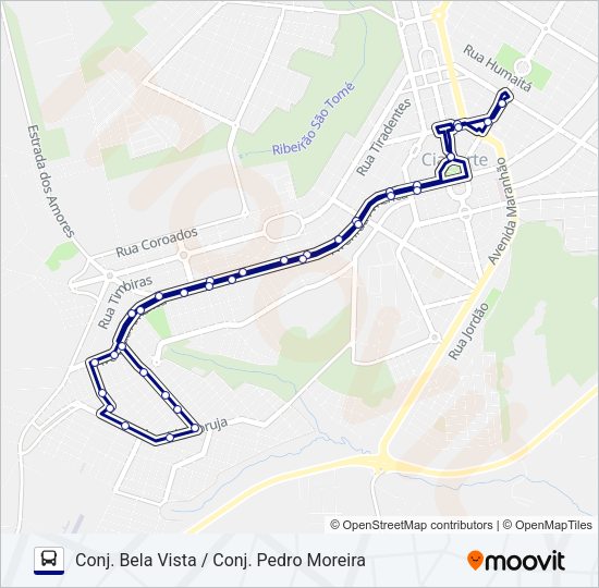 Mapa da linha 003 CONJ. BELA VISTA / CONJ. PEDRO MOREIRA de ônibus