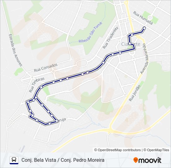 Mapa da linha 003 CONJ. BELA VISTA / CONJ. PEDRO MOREIRA de ônibus