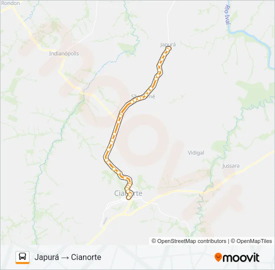 1564-400 CIANORTE / JAPURÁ Bus Line Map