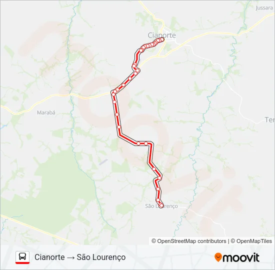 017 CIANORTE / SÃO LOURENÇO Bus Line Map