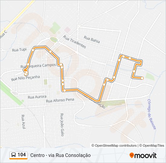 Mapa da linha 104 de ônibus