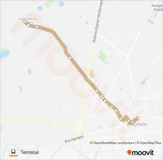 Mapa da linha 115 TERMINAL - TAVEIRA de ônibus