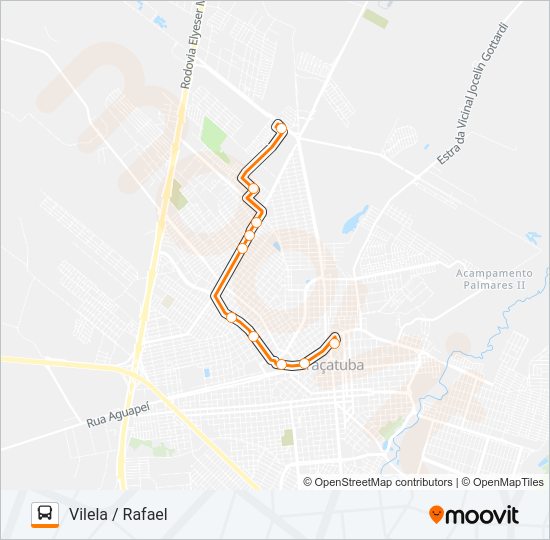 Mapa da linha 126 TERMINAL - VILELLA / SÃO RAFAEL de ônibus