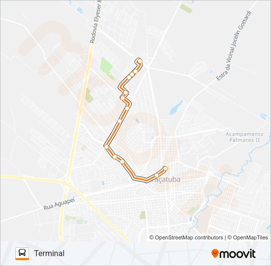 Mapa da linha 126 TERMINAL - VILELLA / SÃO RAFAEL de ônibus