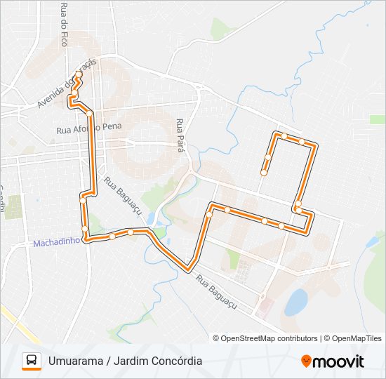 Mapa da linha 117 TERMINAL - UMUARAMA de ônibus
