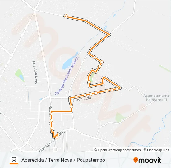 111 TERMINAL - APARECIDA / TERRA NOVA / POUPATEMPO Bus Line Map