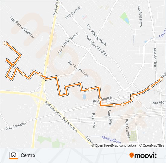 Mapa da linha 104 TERMINAL  - SÃO JOSÉ de ônibus