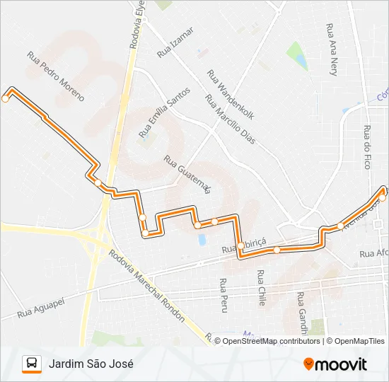104 TERMINAL -- SÃO JOSÉ Bus Line Map