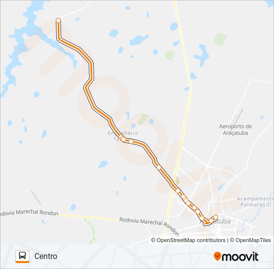 Mapa da linha 105 USINA ALCOAZUL / TAVEIRA de ônibus