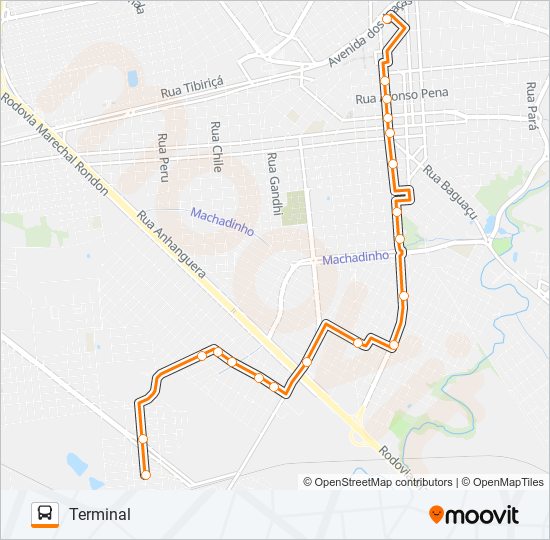 Mapa da linha 116 JUSSARA / LAGO AZUL / NOVA YORK de ônibus