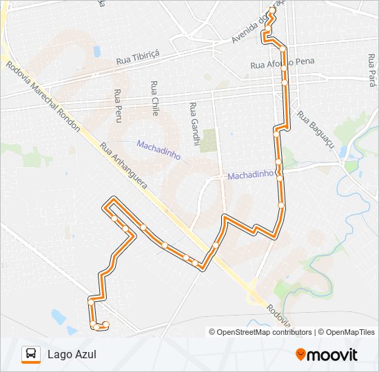 Mapa da linha 116 JUSSARA / LAGO AZUL / NOVA YORK de ônibus