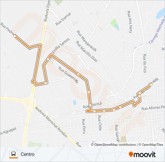 Mapa da linha 107 PALMEIRAS / PORTO REAL VIA BOLÍVIA de ônibus