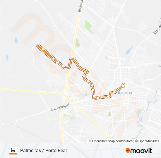 107 PALMEIRAS / PORTO REAL VIA BOLÍVIA bus Line Map