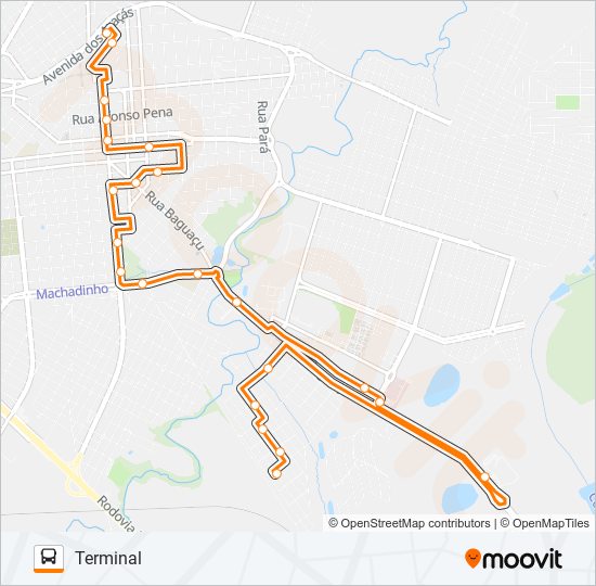 Mapa da linha 123 ALVORADA / UNISALESIANO de ônibus