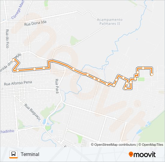 Mapa da linha 108 ÁGUA BRANCA / PINHEIROS VIA FUNDADORES de ônibus