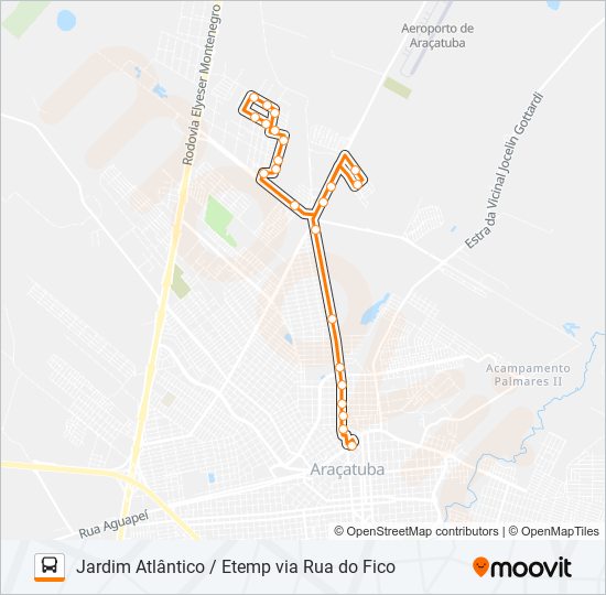 Mapa da linha 112 JARDIM ATLÂNTICO / ETEMP VIA RUA DO FICO de ônibus