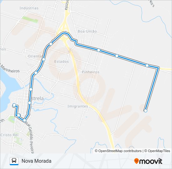 Mapa da linha D-01 NOVA MORADA de ônibus