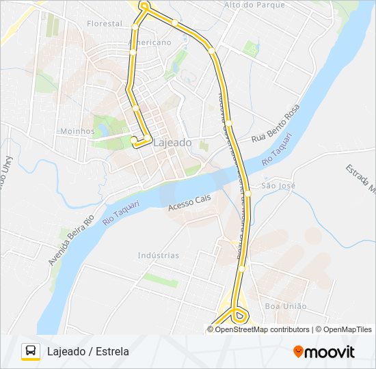 Mapa da linha 6187 LAJEADO / ESTRELA de ônibus