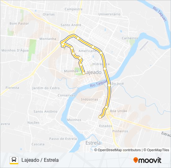Mapa da linha 6187 LAJEADO / ESTRELA de ônibus