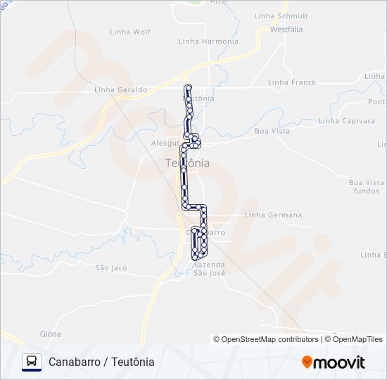 001 CANABARRO/ TEUTÔNIA bus Line Map