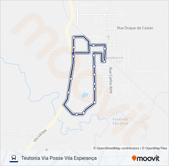 Mapa da linha 003 CANABARRO/ POSSES/ VILA ESPERANÇA de ônibus