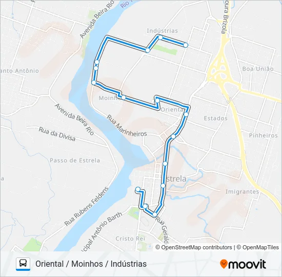 B-01 ORIENTAL / MOINHOS / INDÚSTRIAS Bus Line Map