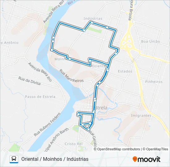 B-01 ORIENTAL / MOINHOS / INDÚSTRIAS Bus Line Map