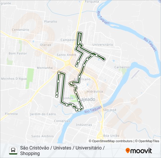 Mapa da linha 10 SELETIVO de ônibus