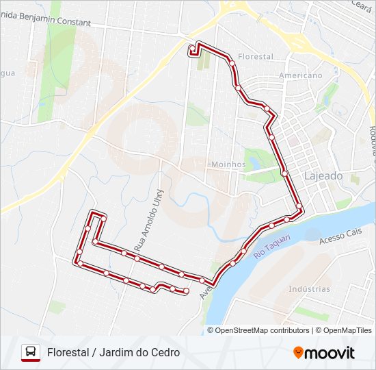 Mapa da linha 02 FLORESTAL / JARDIM DO CEDRO de ônibus