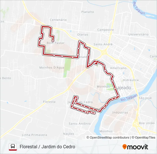 02 FLORESTAL / JARDIM DO CEDRO Bus Line Map