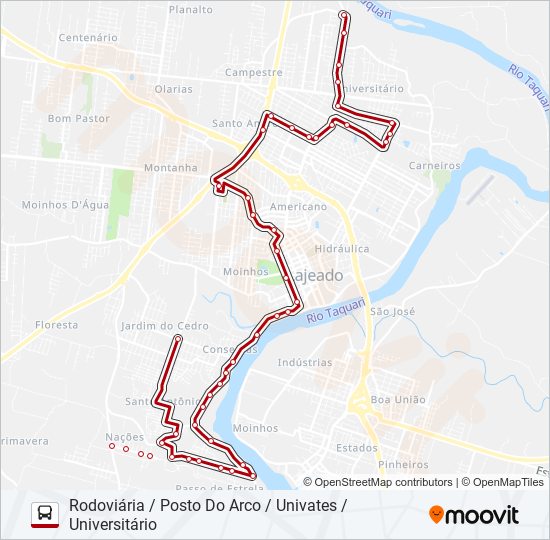 Mapa da linha 01 SANTO ANTÔNIO / SÃO CRISTÓVÃO de ônibus