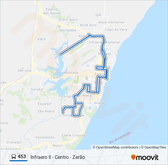 Mapa da linha 453 de ônibus