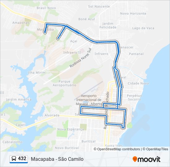 Mapa da linha 432 de ônibus