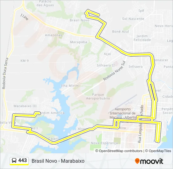 443 Bus Line Map