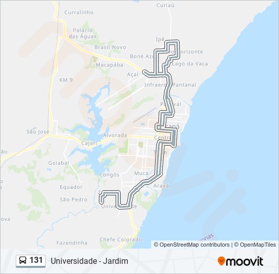 Mapa da linha 131 de ônibus