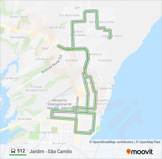 Mapa da linha 512 de ônibus
