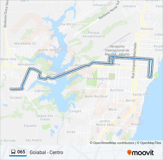 Mapa da linha 065 de ônibus