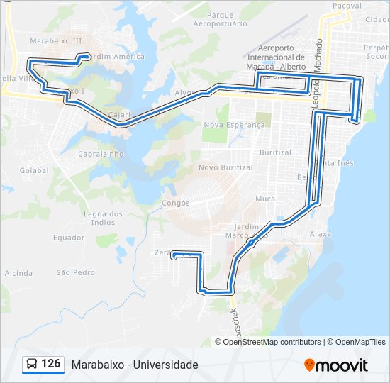 Mapa da linha 126 de ônibus