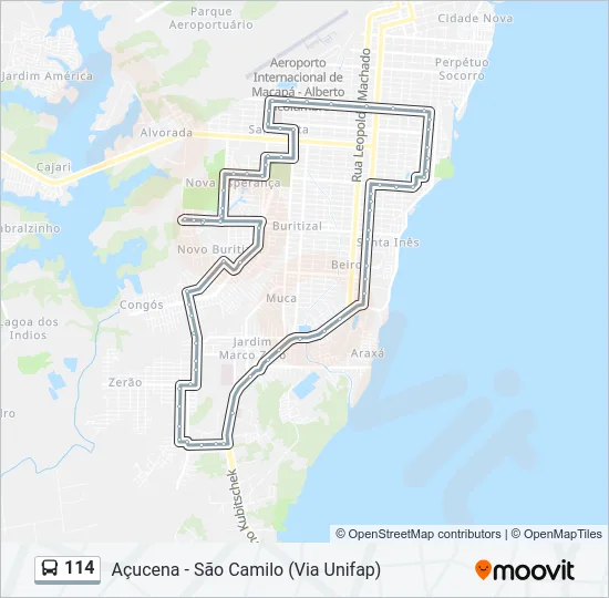 114 Bus Line Map