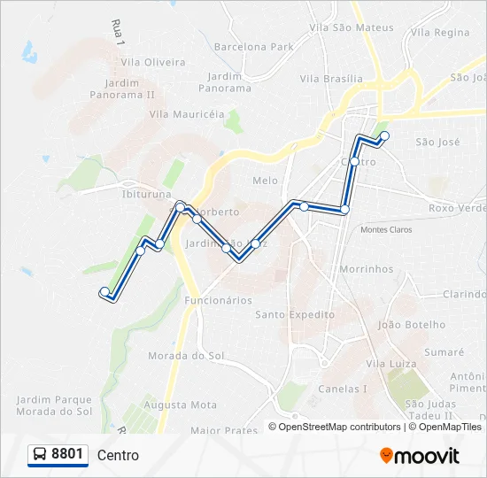 Rota da linha 8801: horários, paradas e mapas - Centro (Atualizado)