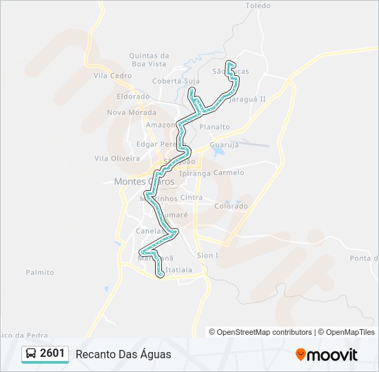 Mapa da linha 2601 de ônibus