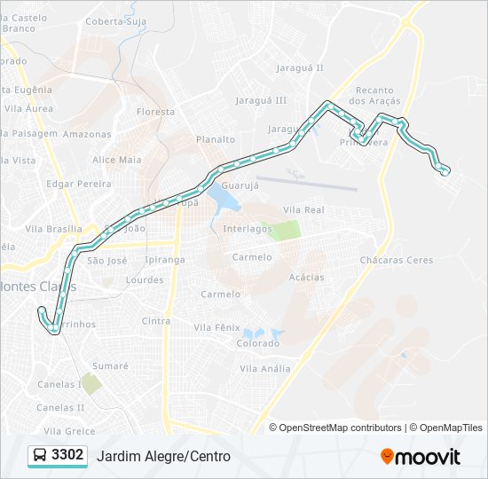 Mapa da linha 3302 de ônibus