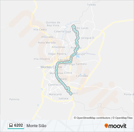 Mapa da linha 6202 de ônibus