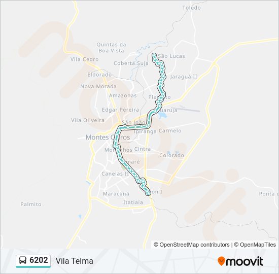 Mapa da linha 6202 de ônibus