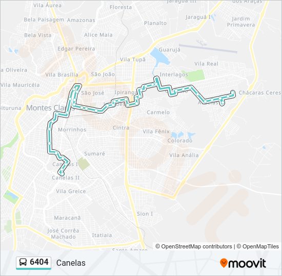 Mapa da linha 6404 de ônibus