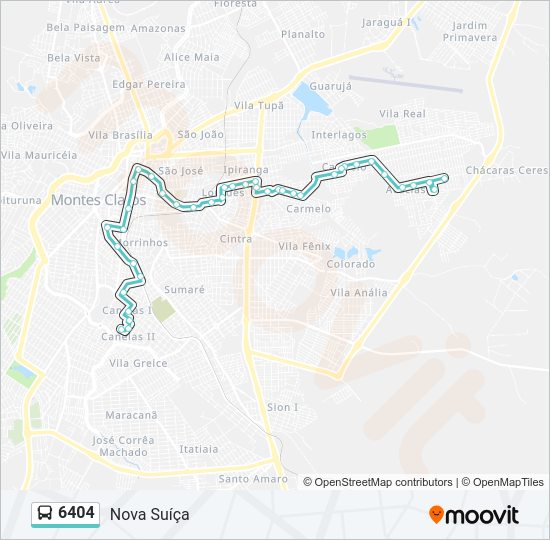 Mapa da linha 6404 de ônibus