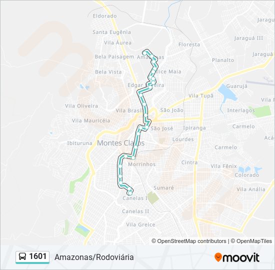 Mapa de 1601 de autobús