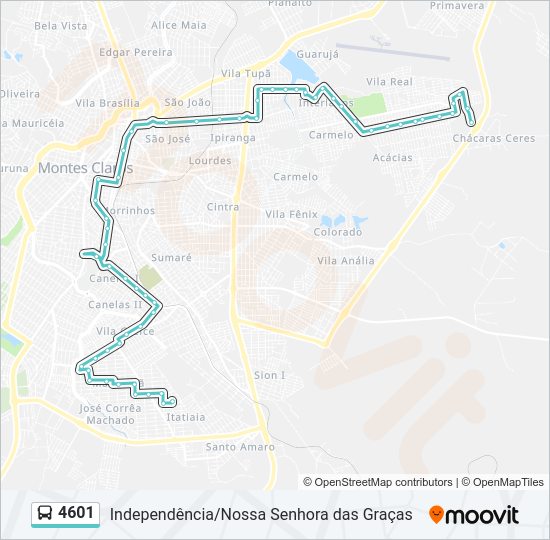 Mapa da linha 4601 de ônibus